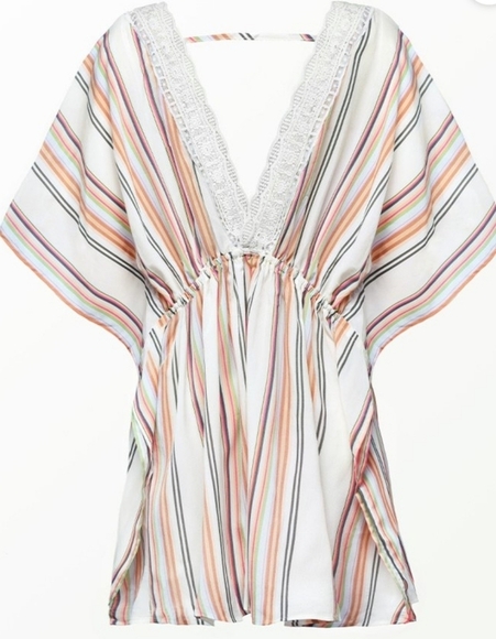 Cupshe Amirah Striped Crochet Trim Cover Up Size S - Picture 4 of 7